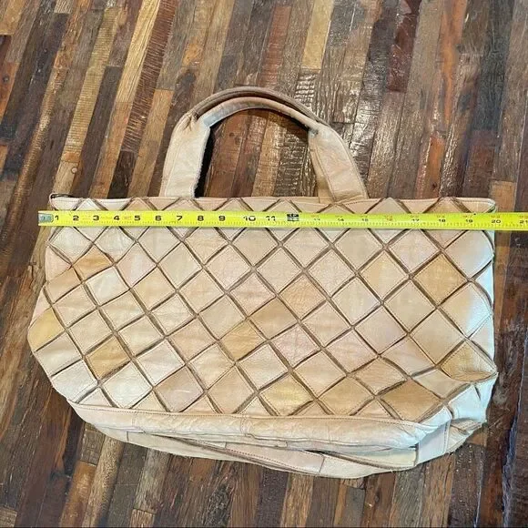 MONSERTA DE LUCCA tan Italian 100% genuine stitched leather handbag tote. - Picture 14 of 14